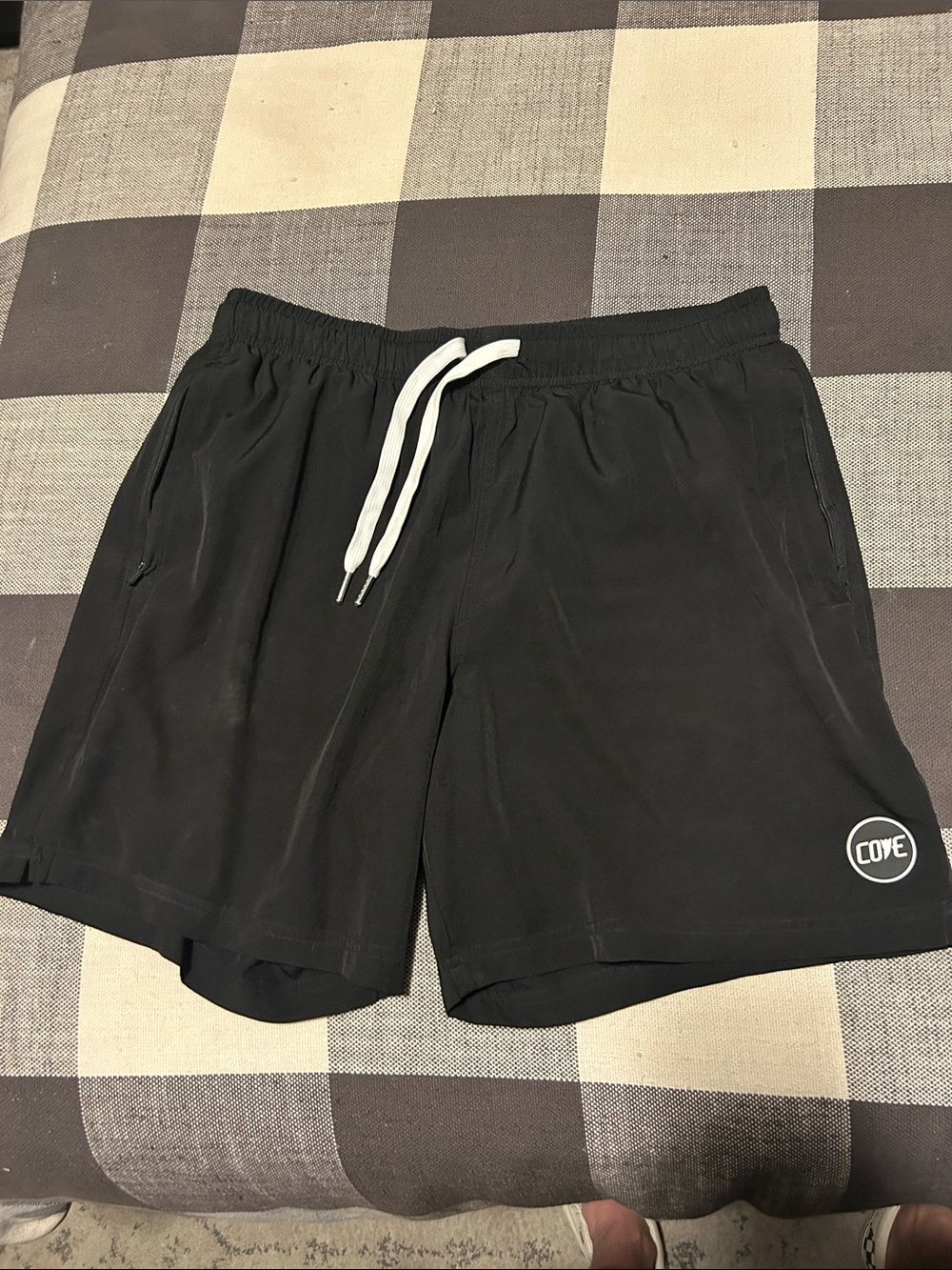 Cove Black Athletic Drawstring Shorts with White Cord